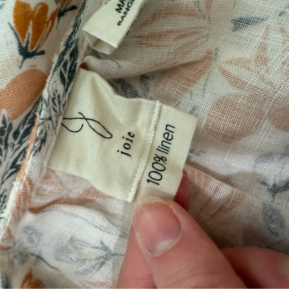 Joie Dress Womens Small White Orange Blue Floral V Neck Mini Shift 100% Linen - Picture 11 of 11